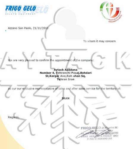 Frigo Gelo Certificate