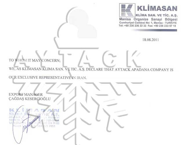 Klimasan Certificate