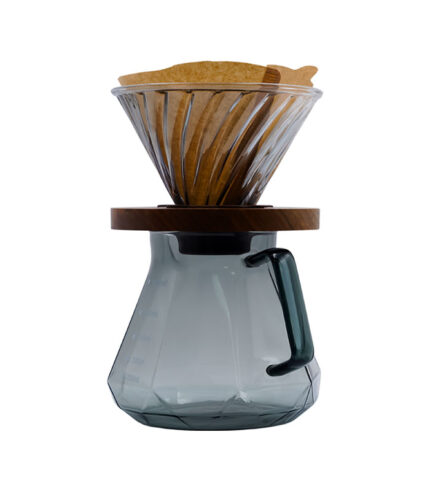 ست v60 شیشه ای طوسی با فیلتر کاغذی