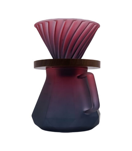 ست v60 شیشه ای زرشکی با فیلتر کاغذی